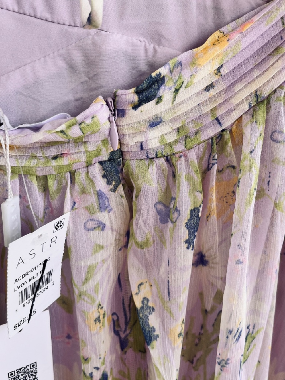 Astr The Label Primrose Maxi Dress - Lavender Aqua Floral Lace-Up-Back Size XS - Picture 13 of 15